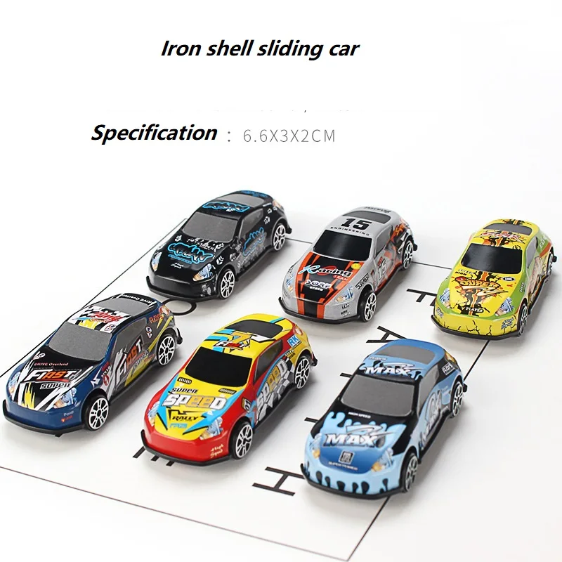 

6Pcs Set Toy Racing Car Alloy Iron Shell Taxi Model Inertia Sliding Rail Car Mini Small Gift Toys for Children Boys