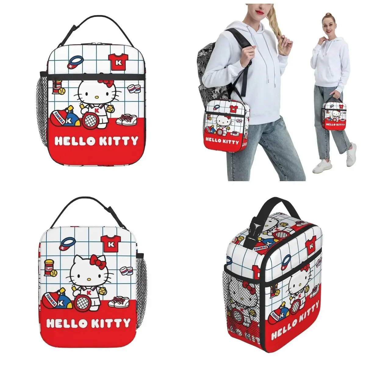 Сумка Для Обеда Hello Kitty Изолированная Тенниса И Пикника Унисекс Ткань Оксфорд