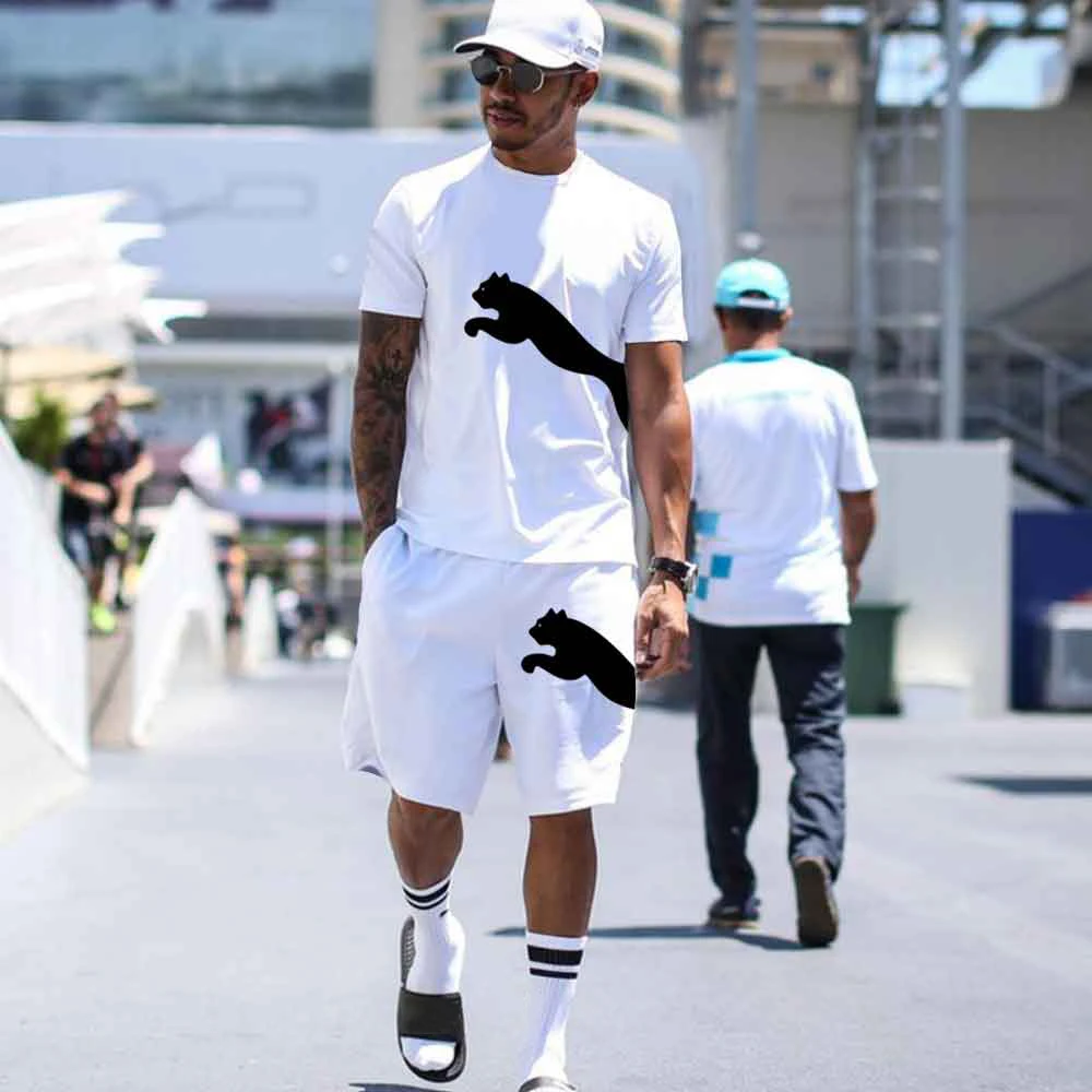 

Summer Men's Brand Sportswear Shorts Set Short Sleeve Breathable Grid T-Shirt and Shorts Casualwear Men's Basketball Training