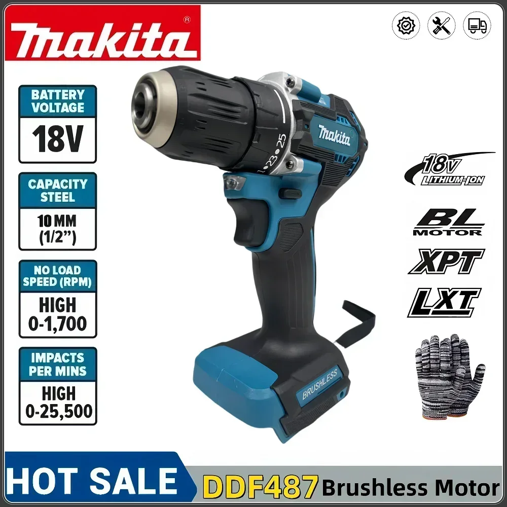 Новинка 2024 Makita DDF487 отвертка аккумуляторная ударная дрель 18 В LXT электрический