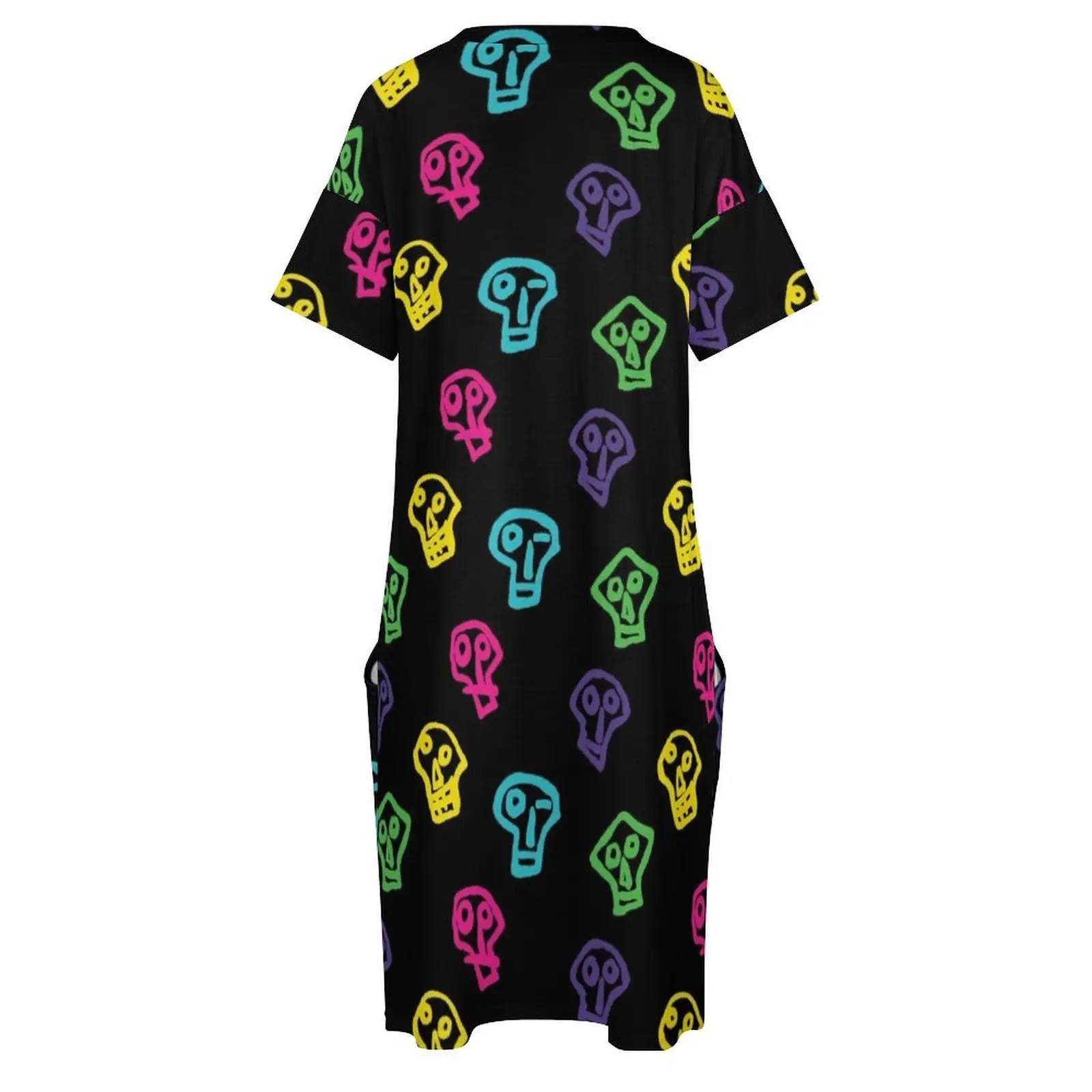 Могучие бош-черепа с узором красочное свободное платье карманами летнее женское