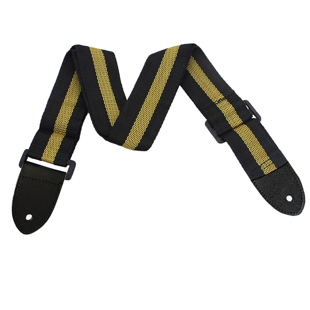 

Durable Adjustable Nylon Vintage Stripes Acoustic Electric Guitar Strap Woven Fabrics Ends Strap