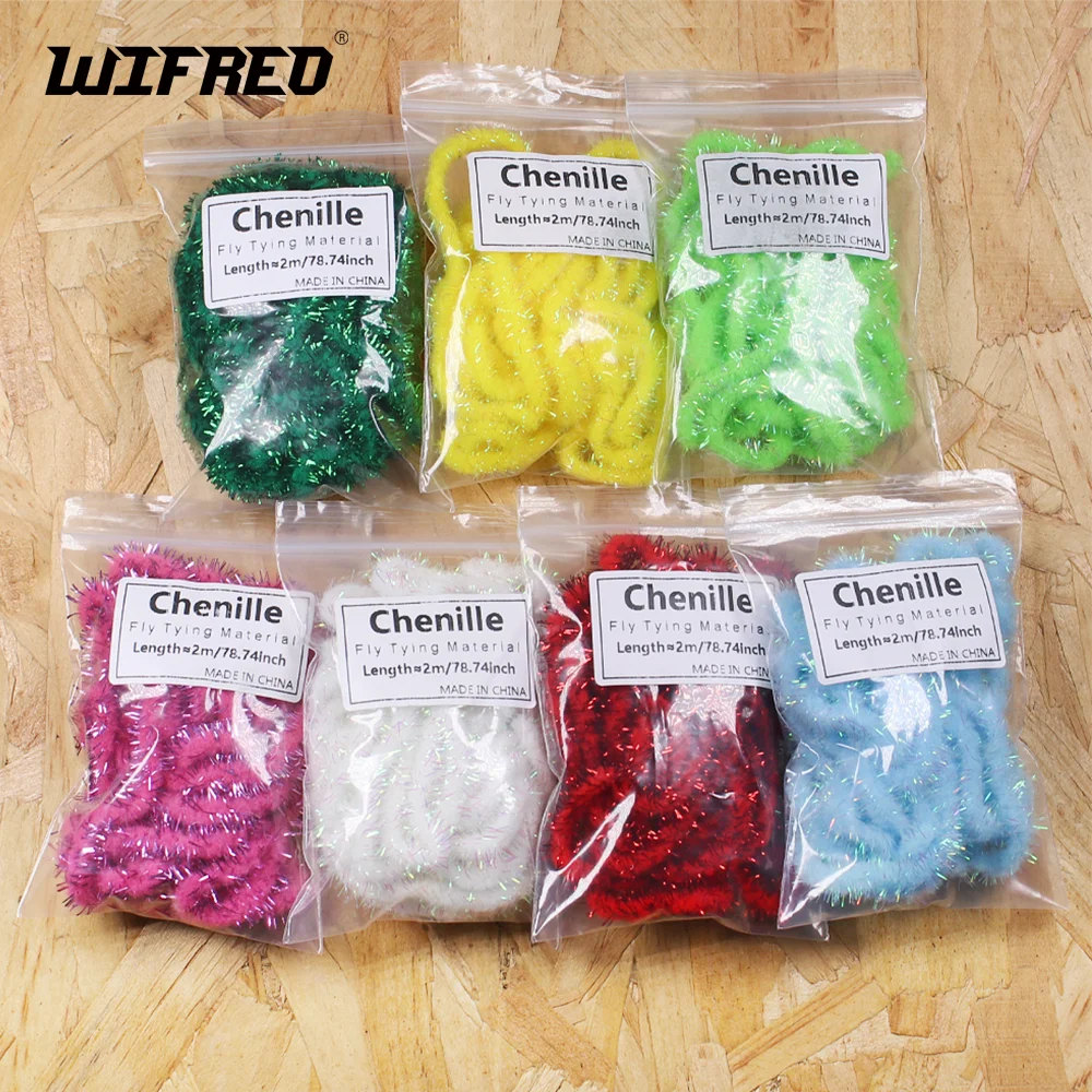 Wifreo 2 упаковки швабры для завязывания мух из синели с перламутровым майларовым