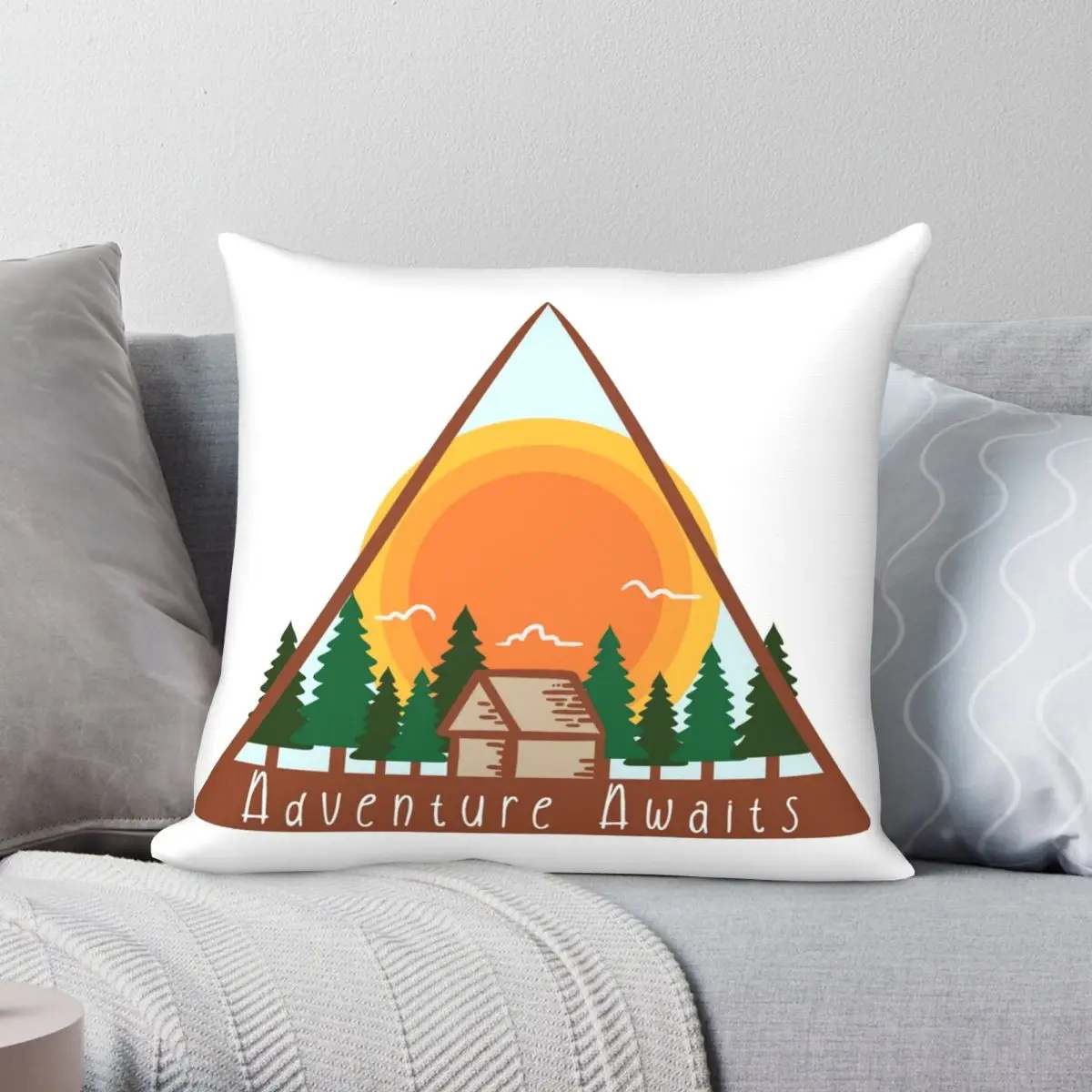 

Adventure Awaits Pillowcase Polyester Linen Velvet Pattern Zip Decor Sofa Seater Cushion Cover