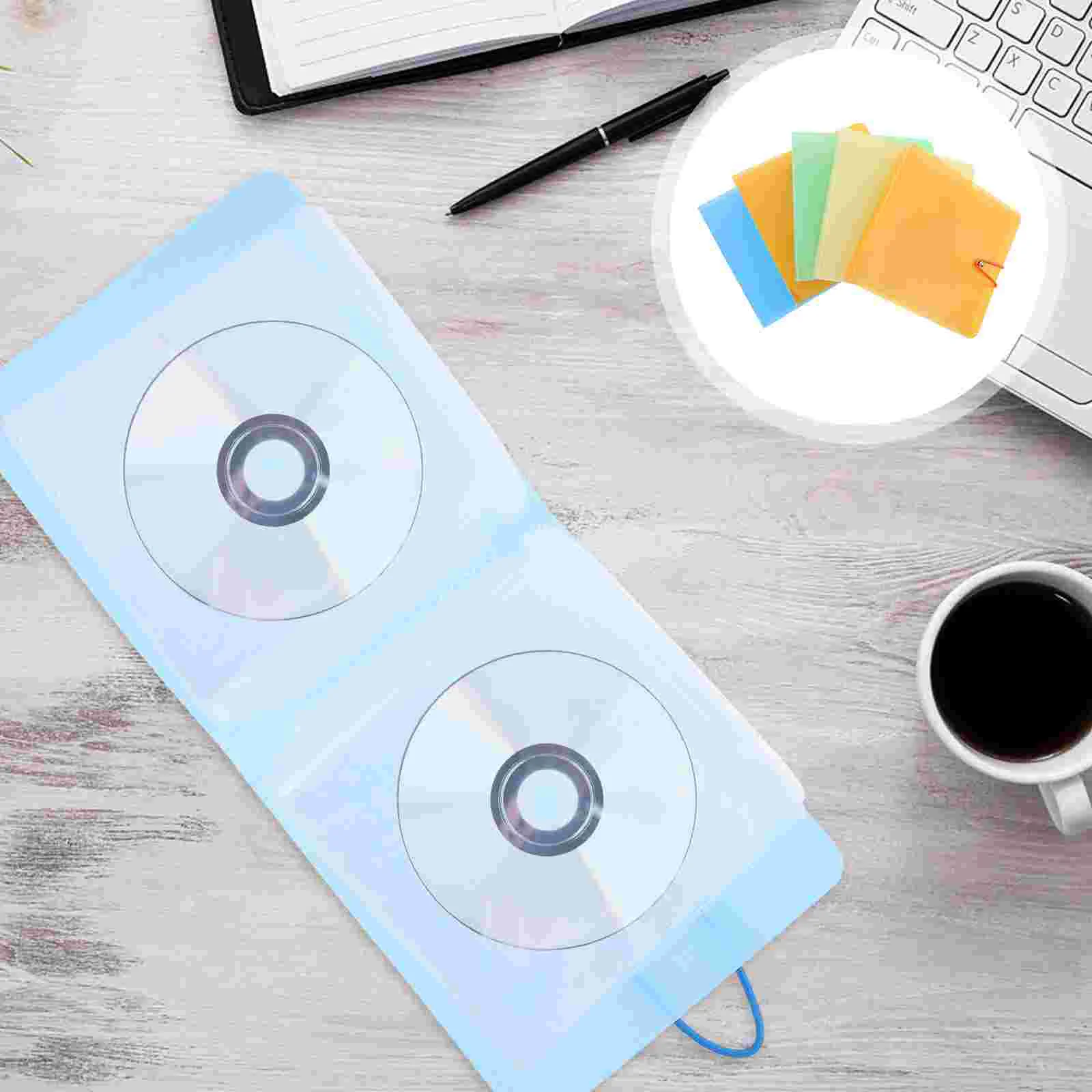 

5Pcs Case 12 Capacity Holder Bag Disc Storage Wallet Portable Disc VCD Binder Movie Organizer for Home Office