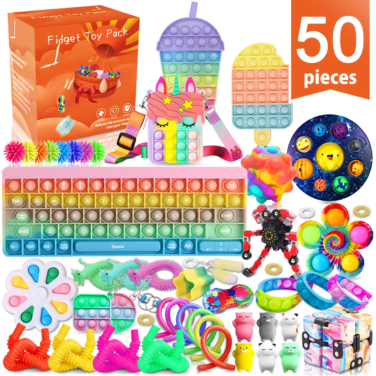 Fidget Toys Pack Set Countdown Antistress Easter Advent Calendar Makeup Anti Stress Relief Figet Toy Pack Box Kids Easter Gift