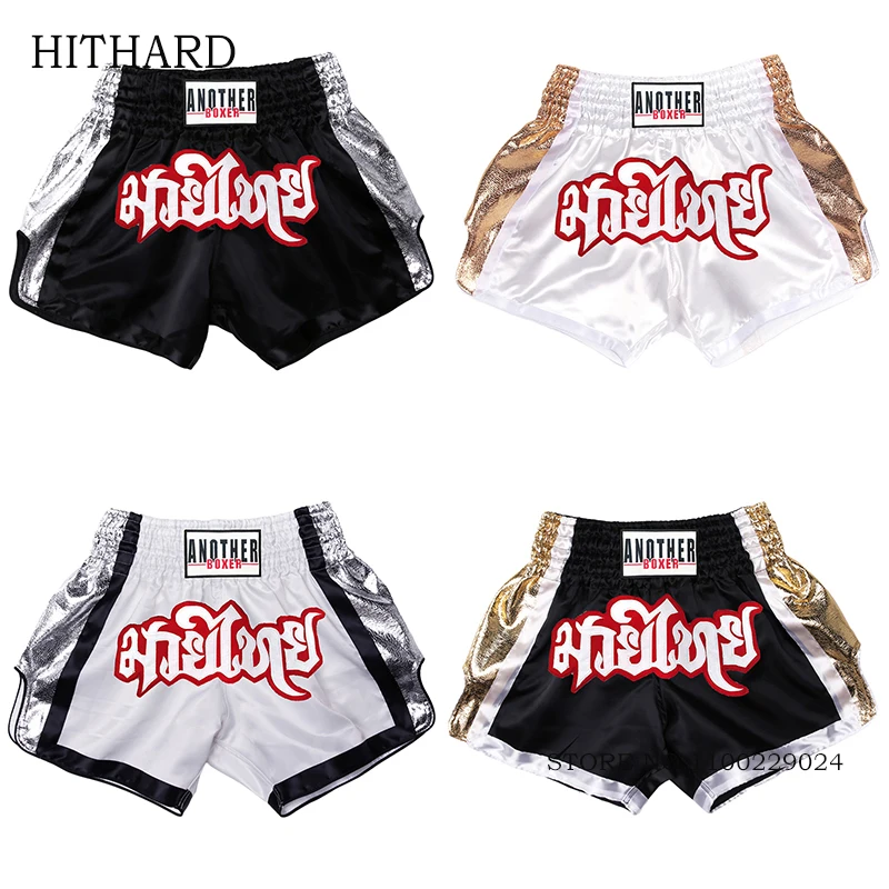 

Boxing Shorts Men Women Kids Muay Thai Shorts Gold Silver Kickboxing Fight Pants Grappling Sparring Combat Martial Arts Clothing