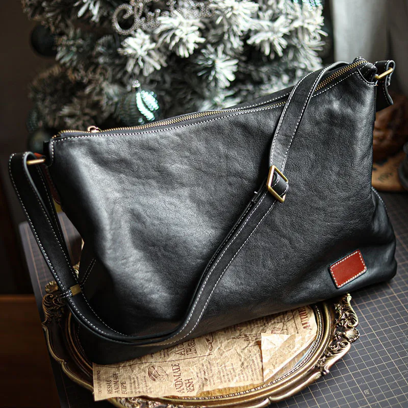 Simple casual high quality natural genuine leather men messenger bag outdoor daily work soft real cowhide youth shoulder bag