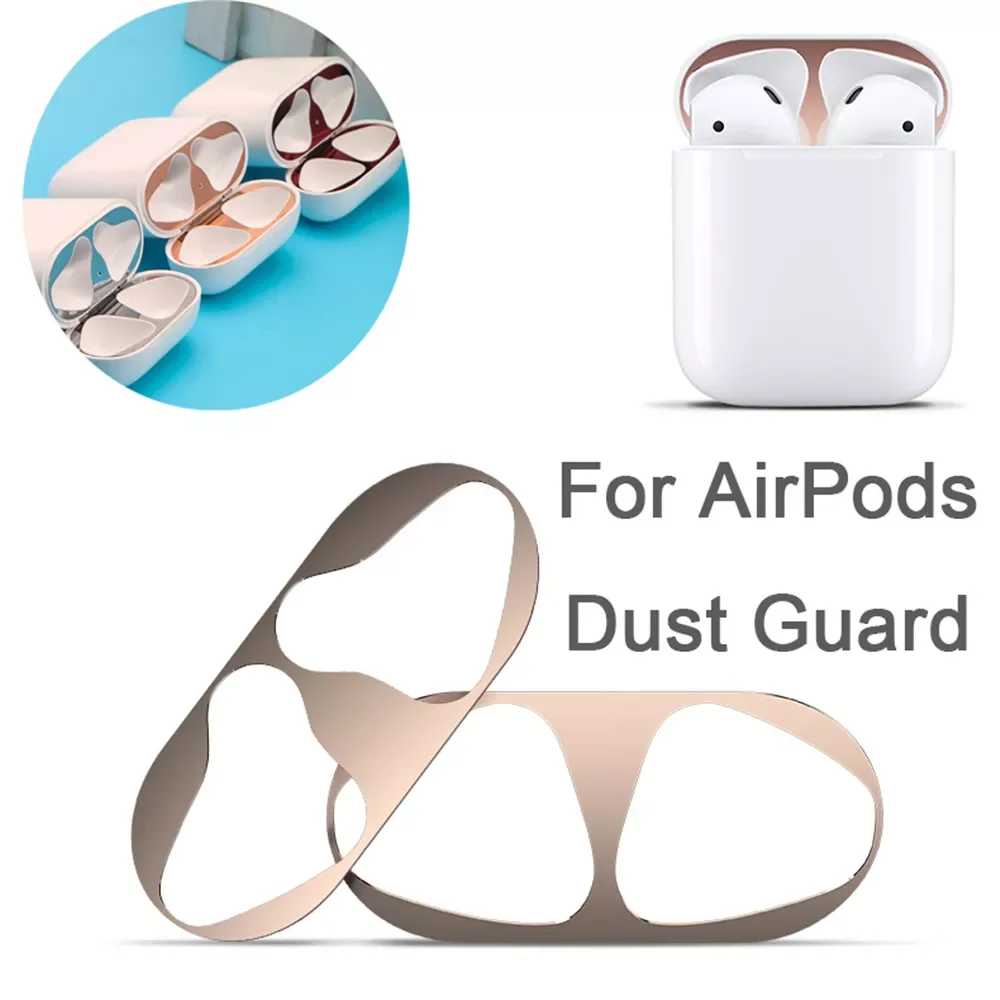 

Ultra Thin Skin Protective Cover Metal Film Sticker Iron Shavings Gold Plating Dust Guard For AirPods/AirPod Pro Earphones Pouch