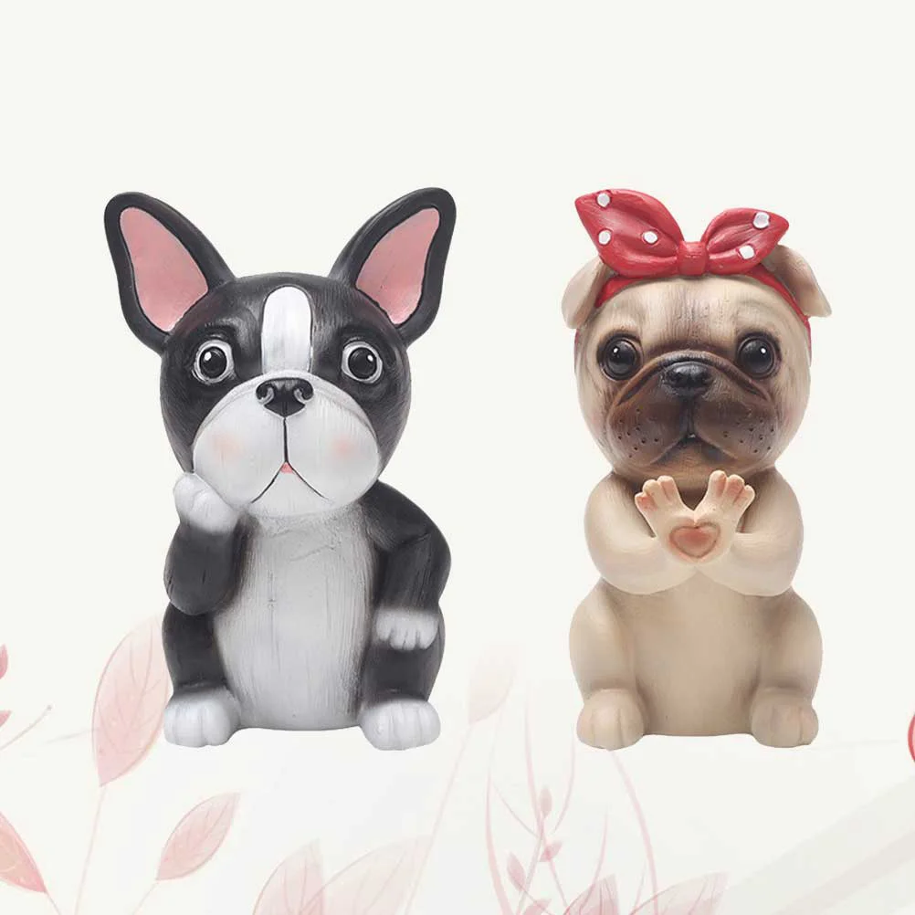 

2Pcs Dog Shaped Resin Desktop Decoration Multi-Purpose Eyeglasses Storage Rack Home Ornament (Pug +)