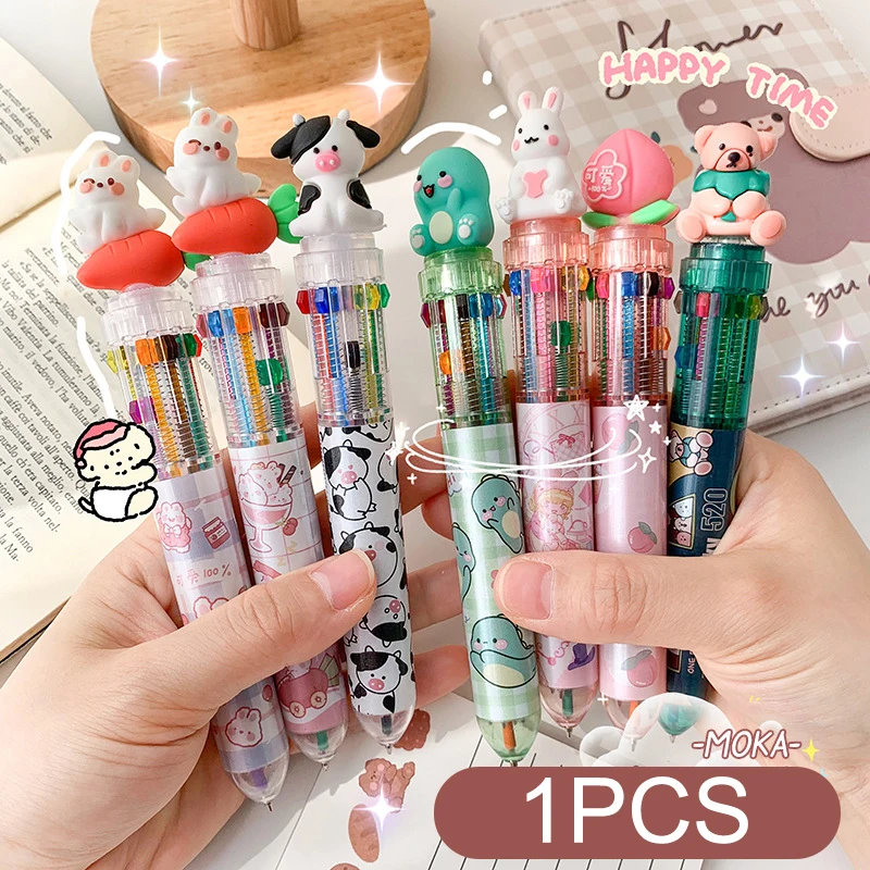 

Cute Girl Heart Ten-color Biros Accent Marker Press Action Oil-based Pen School Student Office Supplies Stationery