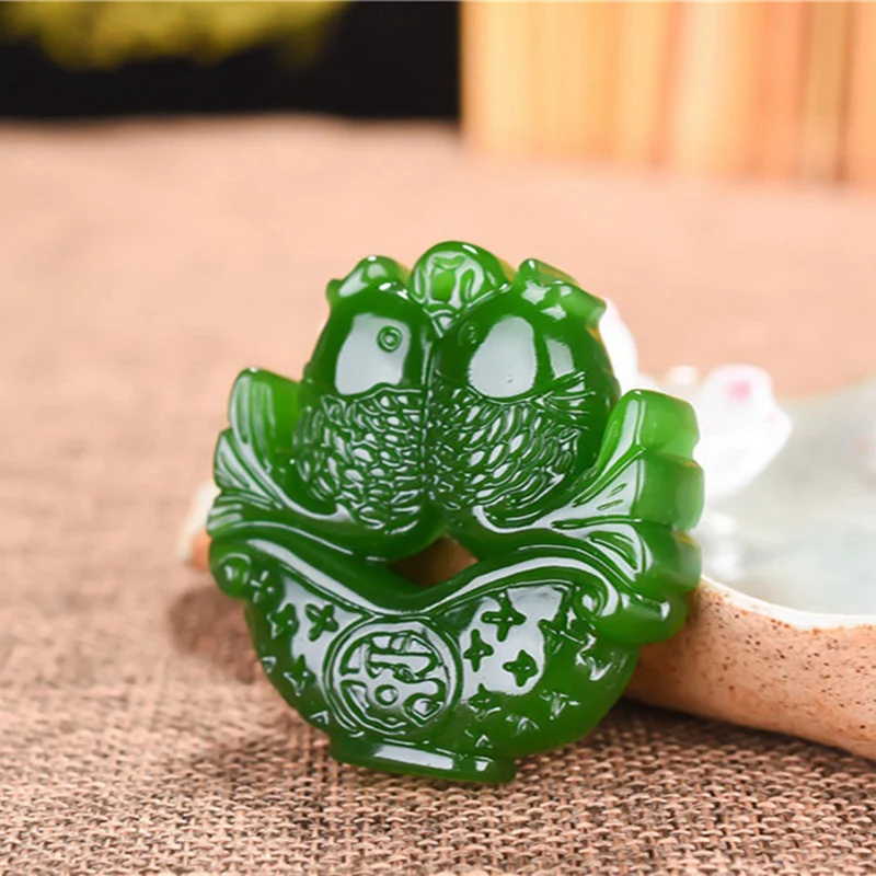 

Natural White Jade Goldfish Pendant With Rope Chain Charms Necklace Men Women Green jade Goldfish Charm Amulet Gift