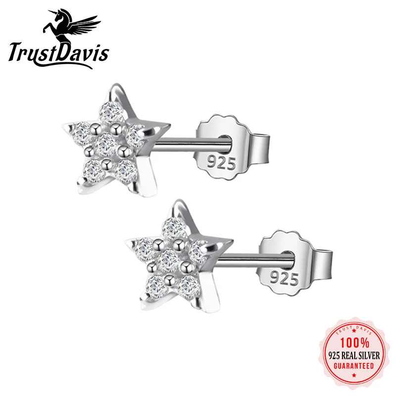 TrustDavis новинка 100% однотонное Настоящее серебро 925 пробы милая маленькая звезда