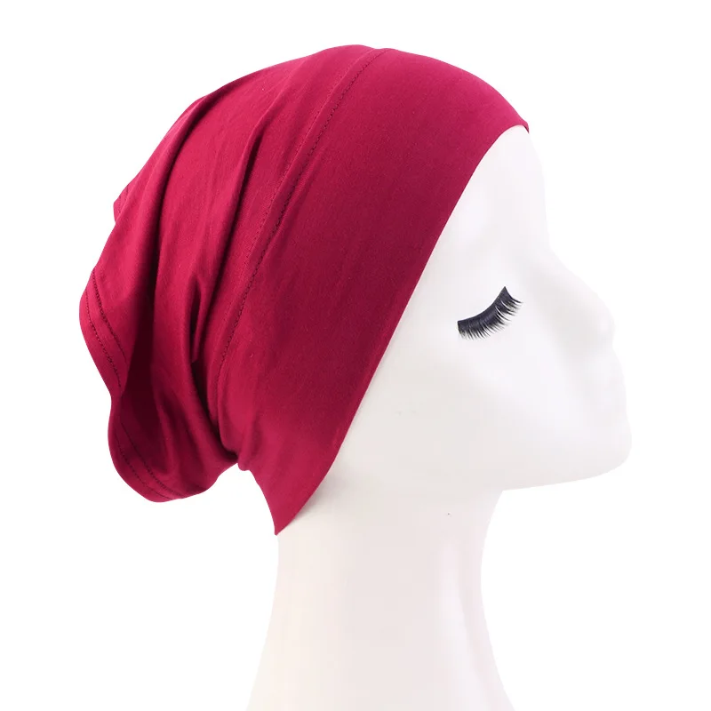 Bonnet Under Hijab for Women Plain Hijabs for Muslim Women Headwrap Elastic Breathable Islamic Woman Turban