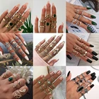 Набор колец на палец в богемном стиле для женщин, ювелирные украшения с простым геометрическим дизайном под Змеиный глаз, каменные костяшки пальцев