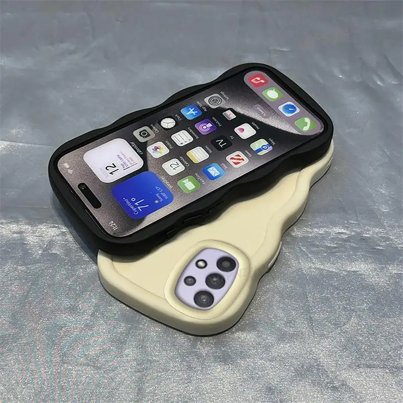 Solid Color Wave Phone Case For Samsung Galaxy A32 A54 A33 A34 A35 Quantum 4 A52S Jump A52 Silicone Shock-absorbing Soft Cover