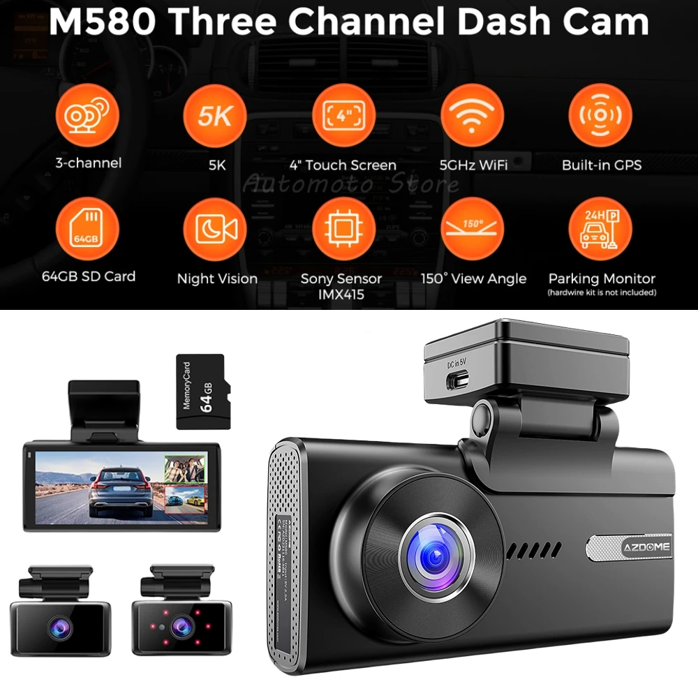 Front Rear Camera Touch Screen 150 Degree Wide Angle