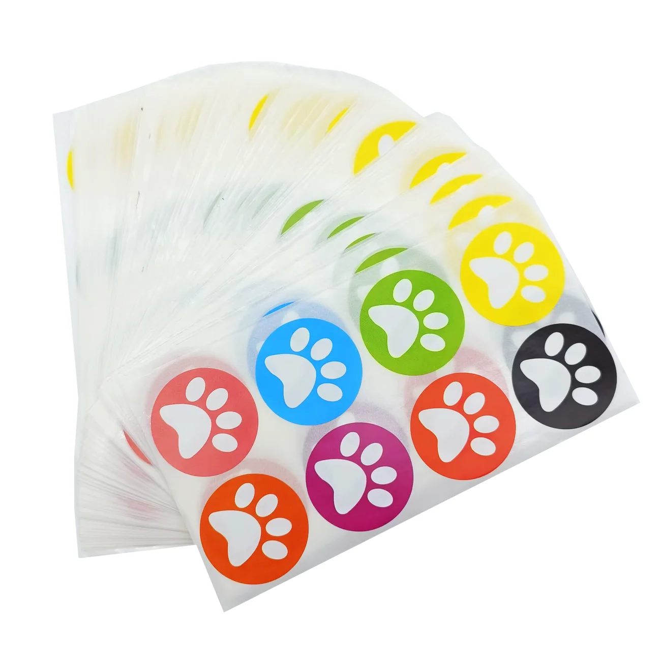 

500 шт. красочные наклейки с принтом собачьих кошек медведей лап, круглые клейкие этикетки с уплотнением для упаковки животных, ярлыки для уплотнения, украшения