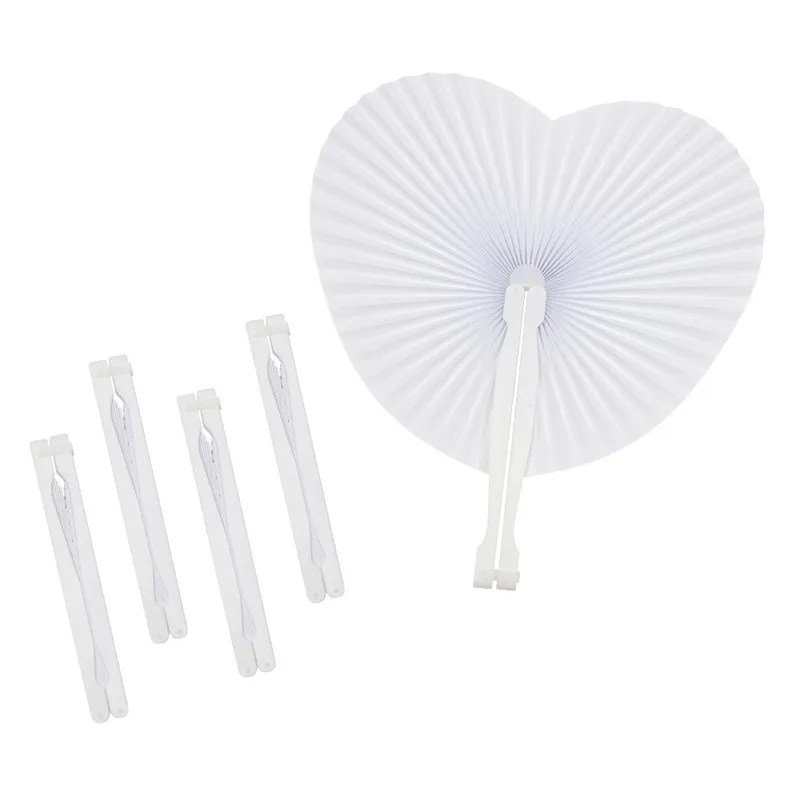

48pcs Paper Heart Shape Fans Blank Handheld Folding Fan Party Favors For Wedding Festival Held Fan Pocket Gifts wedding ideas