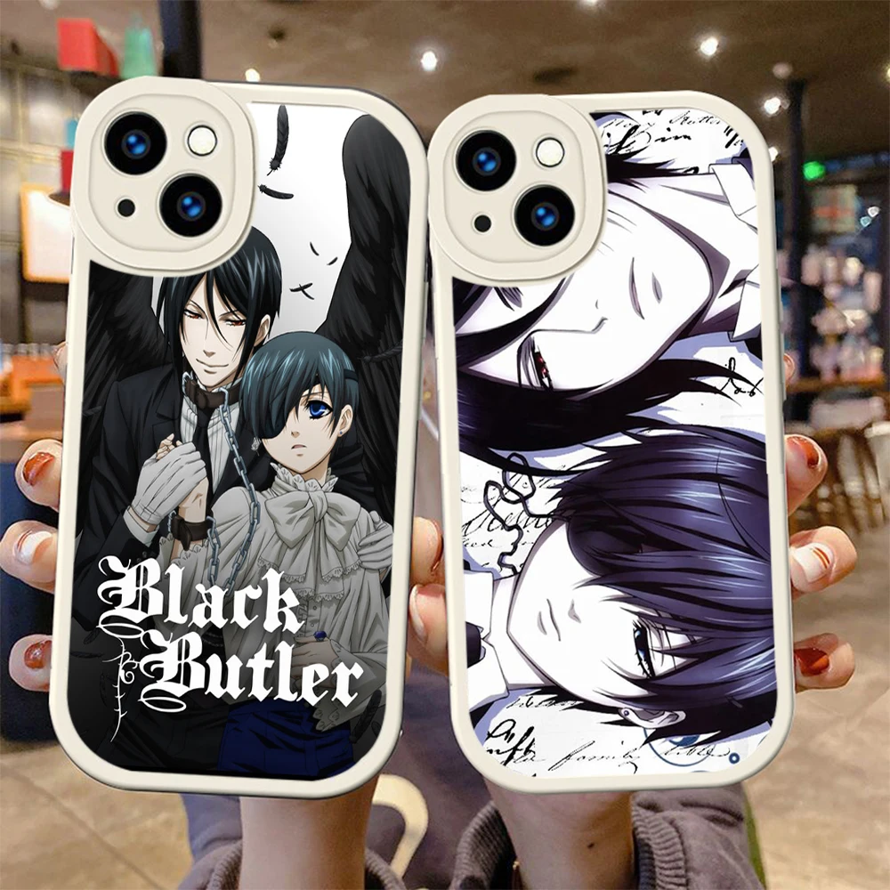 Мягкий силиконовый чехол Черный Батлер Kuroshitsuji для iPhone 15 Plus 14 13 12 11 X XS XR Pro Max Mini 8 7