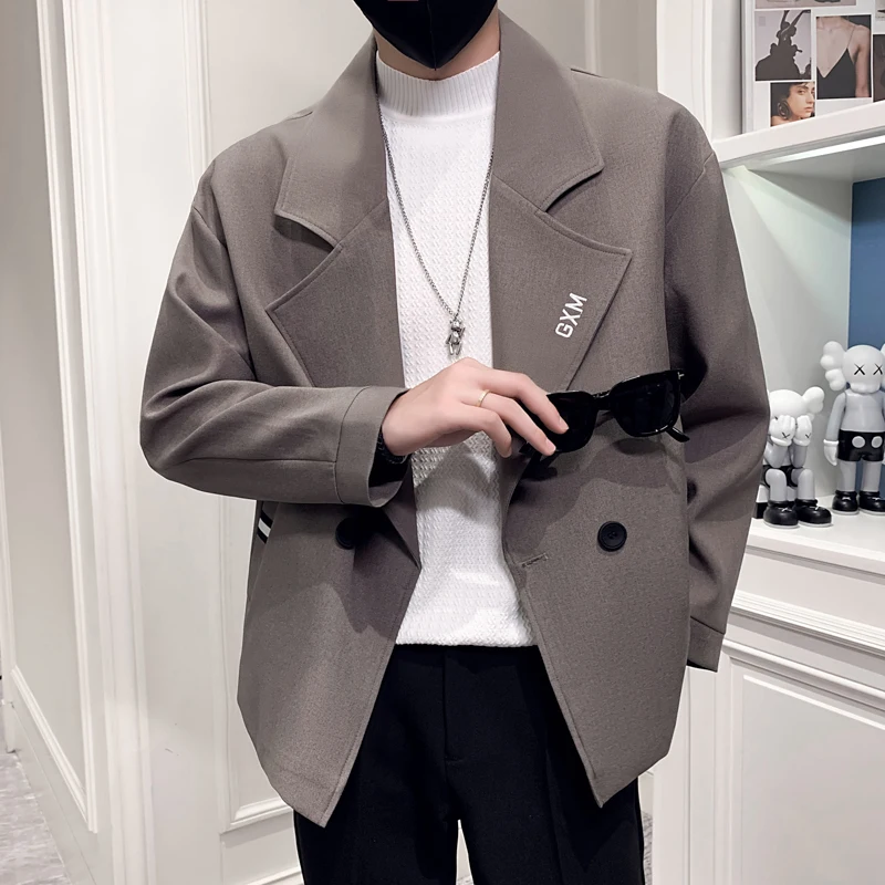 

Мужской пиджак с вышивкой, свободный облегающий пиджак в британском стиле, 2023