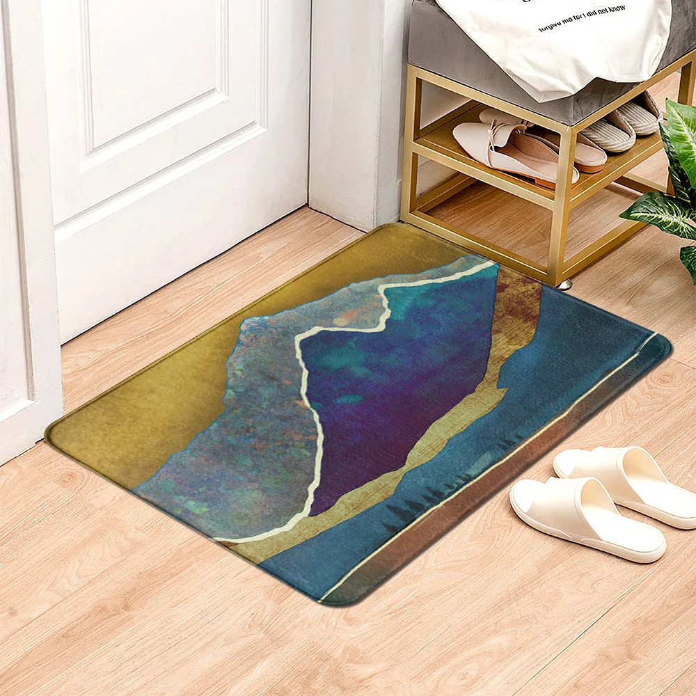 

Colorful Mountain view Marble Door Mat Hallway Balcony Kitchen Mats Cheaper Anti-slip Modern Rug Living Room Bathroom Carpet