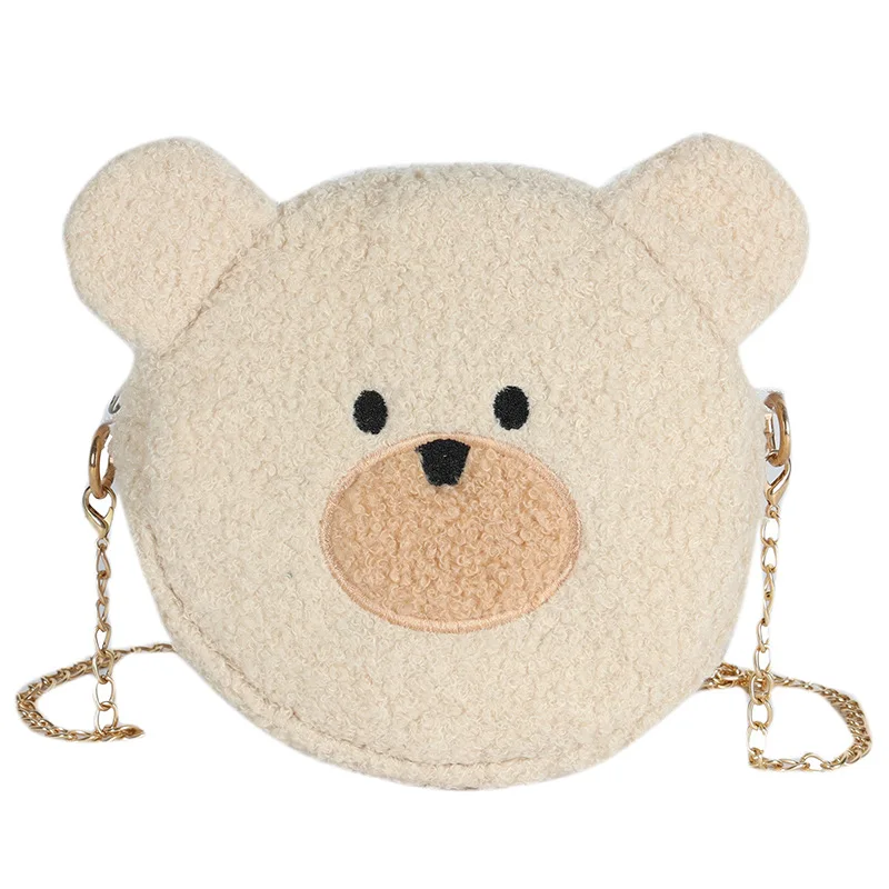 Kawaii Plush Bear Design Bag Cute Female Shoulder  Cartoon Round Plush Cute Package  Kids Backpack  Plush Cubby images - 6