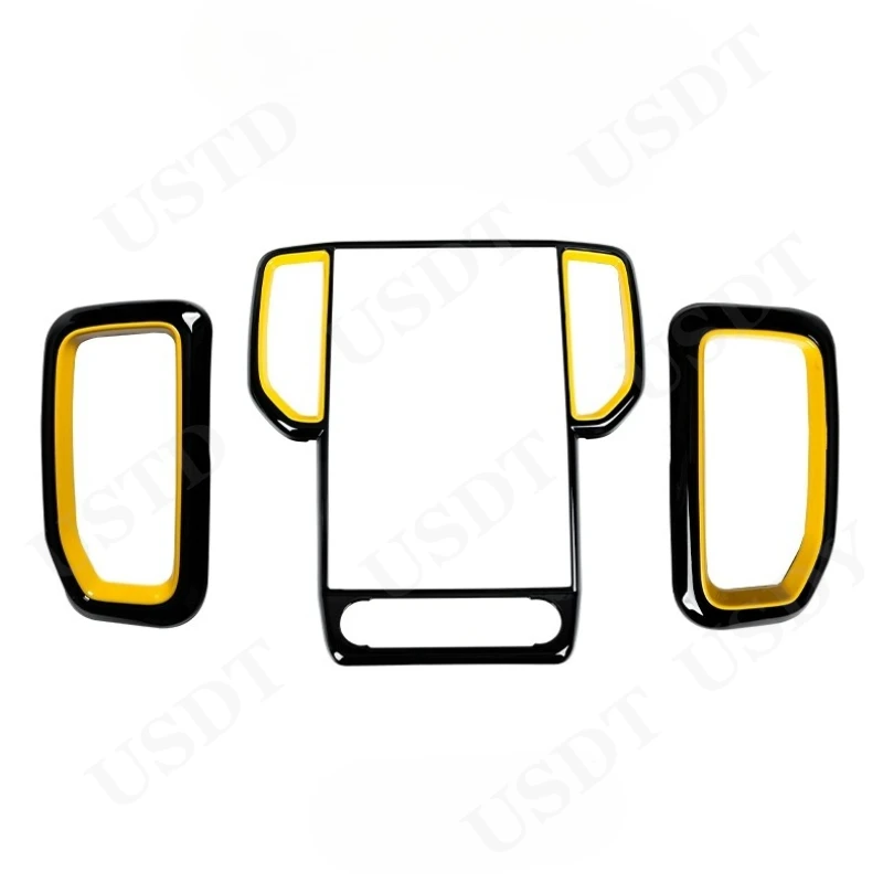 Фото Подходит для Ford Ranger T9 2024 2025 глянцевый черный желтый центральный контроль создатель вентиляционное отверстие декоративная рамка №5