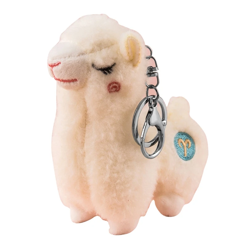 

Cute Keychain Soft Cotton Standing Alpaca Shape Key Rings Chain Bag Pendant