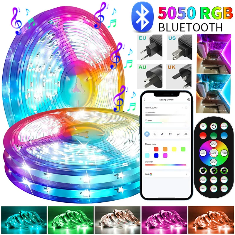 

Гибкая декоративная Радужная лампа RGB с дистанционным управлением для гостиной, Декоративная гирлянда 15 м, 20 м