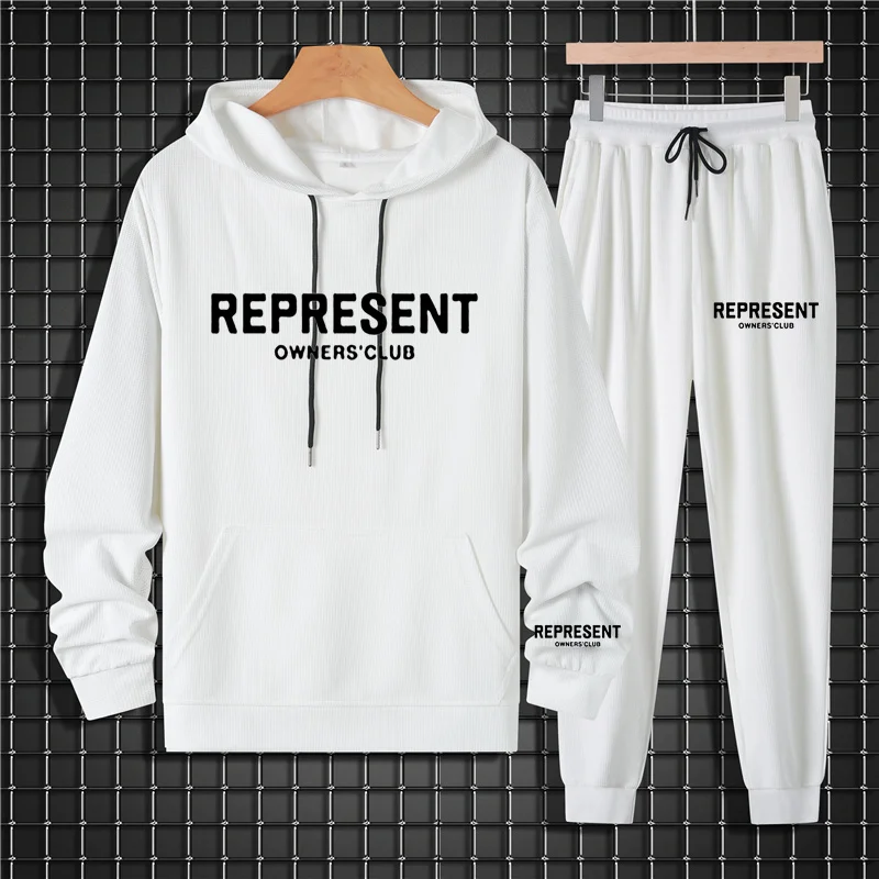 

Men's Set Four Seasons Hoodie Running Hoodie Men's Sweatshirt Sports Jogging Pants Men's Set New Waffle Set