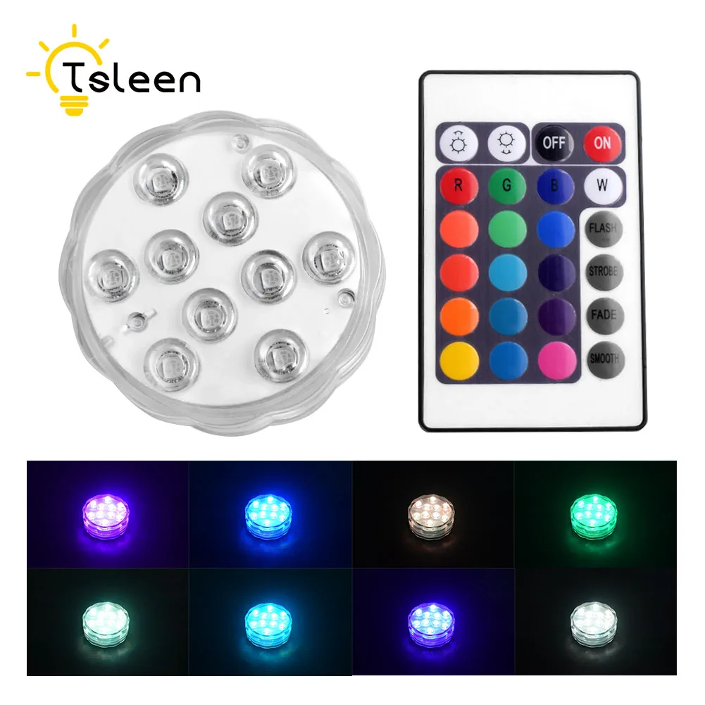 

Led Spotlight Color Wireless Changing Remote Controlled Lamp 10 Underwater LED Light Submersible For Pond Party Vase Decor