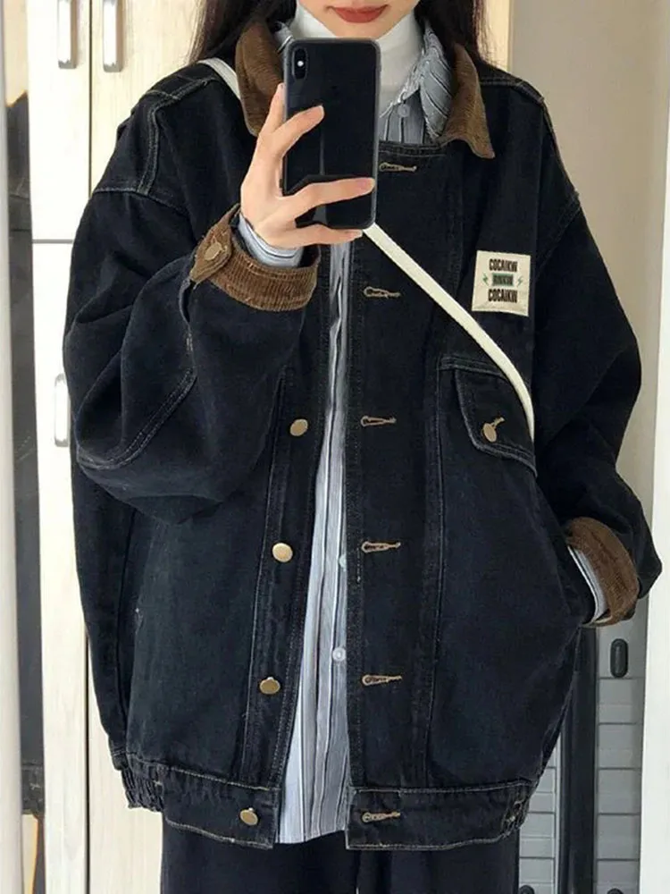 Джинсовая куртка из Гонконга в стиле ретро для мужчин и женщин на весну осень