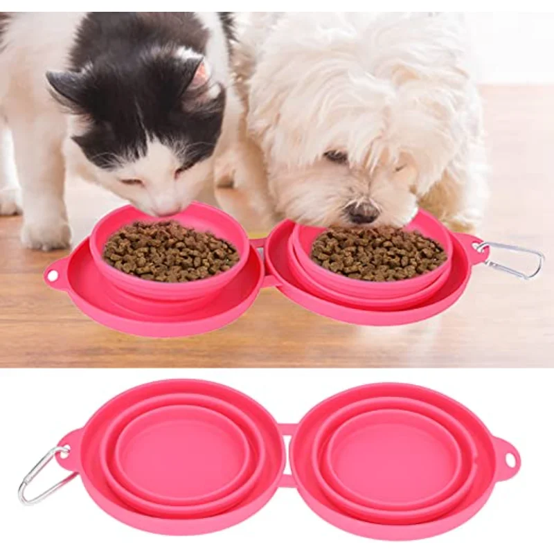 

Thickened TPE Folding Silicone Pet Bowls Outdoor Pet Double Bowls Tableware Wholesale Pet Supplies Portable Dog Bowls Supplies