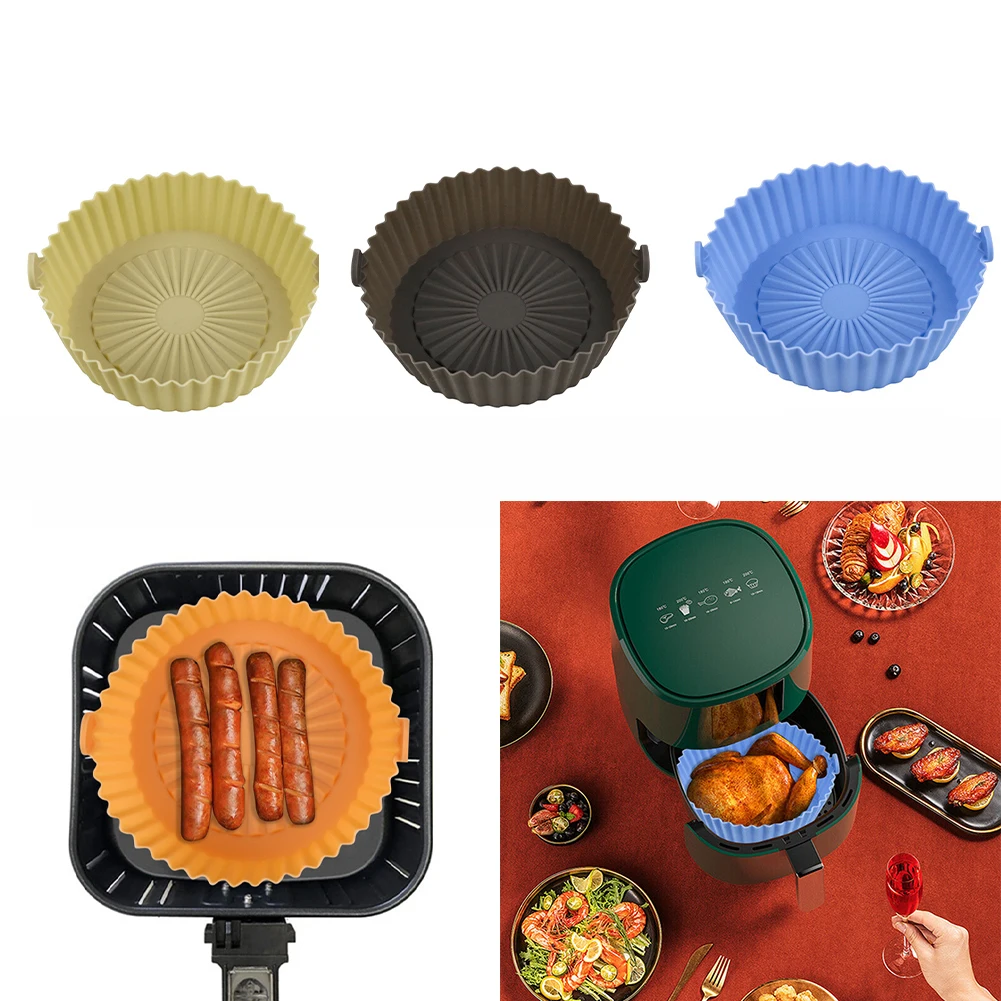

Air Fryers Oven Baking Tray AirFryer Silicone Pot Round Baking Tray Non-Stick Pan Replacemen Grill Pan Accessories