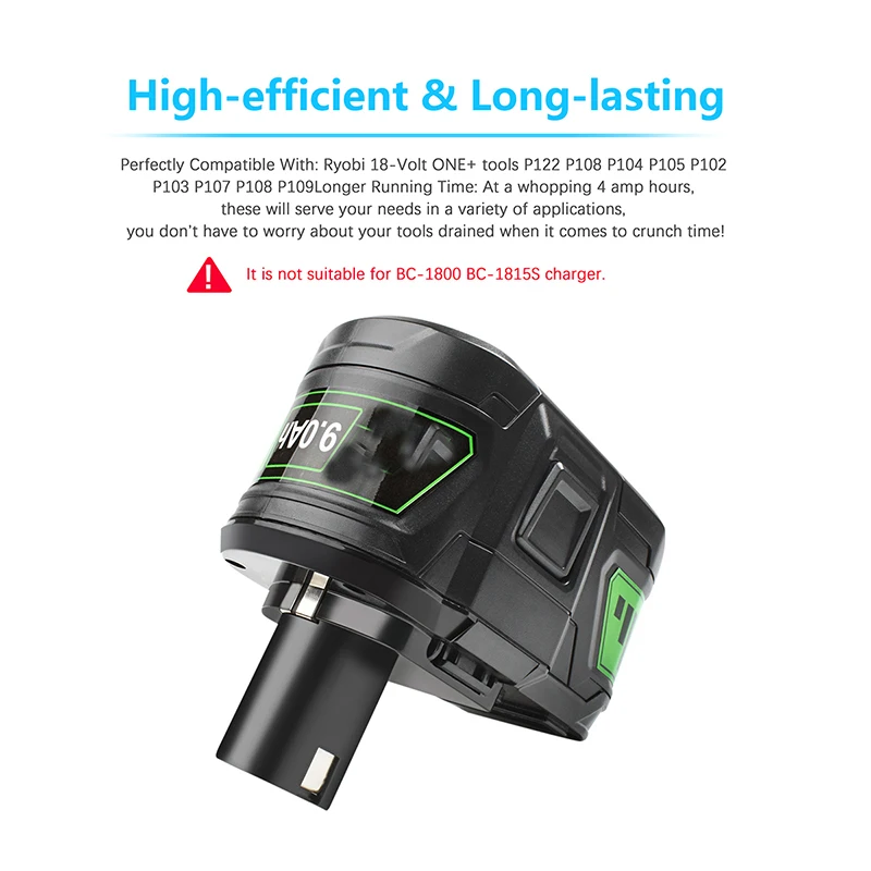 Сменный аккумулятор Powtree P108 для Ryobi 18-вольтовый один + литий-ионный 9 0 Ач большой
