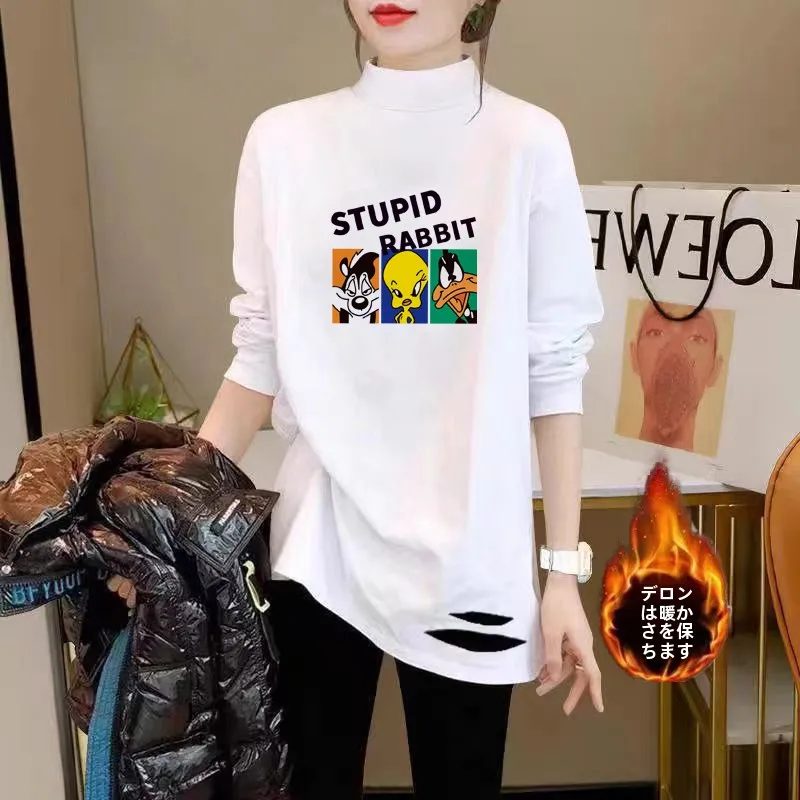 Осень-зима 2024 рваная нижняя рубашка Dralon на флисовой подкладке женская в стиле