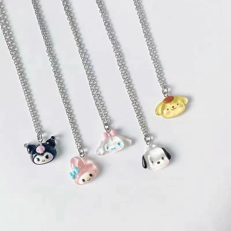 

Sanrio Cartoon Necklace Hello Kitty Mymelody Kuromi Cinnamoroll Pompom Purin Necklace Anime Figures Kawaii Pendant Kids Gifts