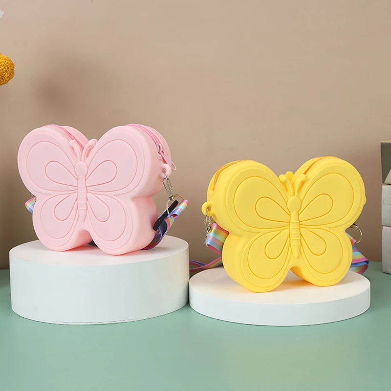 Cute Silica Gel Bow Children's Mini Shoulder Bags Cute Double-sided Silicone Messenger Shoulder Bag Small Coin Purse