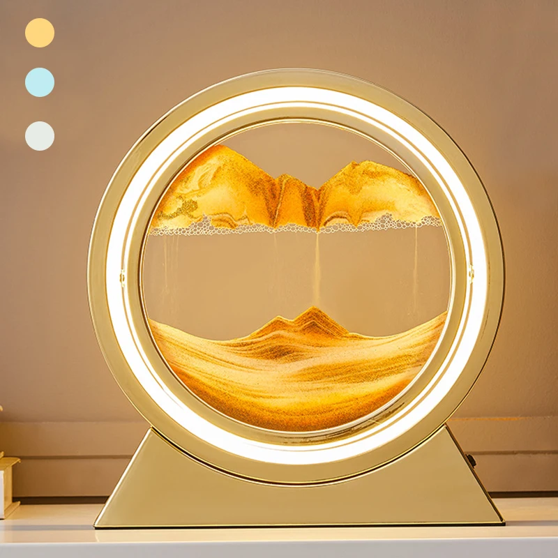 

3D Hourglass LED Lamp 360° Moving Sand Art Table Lamp Sandscapes Quicksand Night Light Living Room Accessories Home Decor Gifts