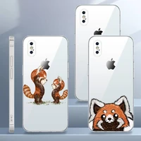 red panda cute cartoon art phone case transparent for iphone 7 8 11 12 13 s mini pro x xs xr max plus