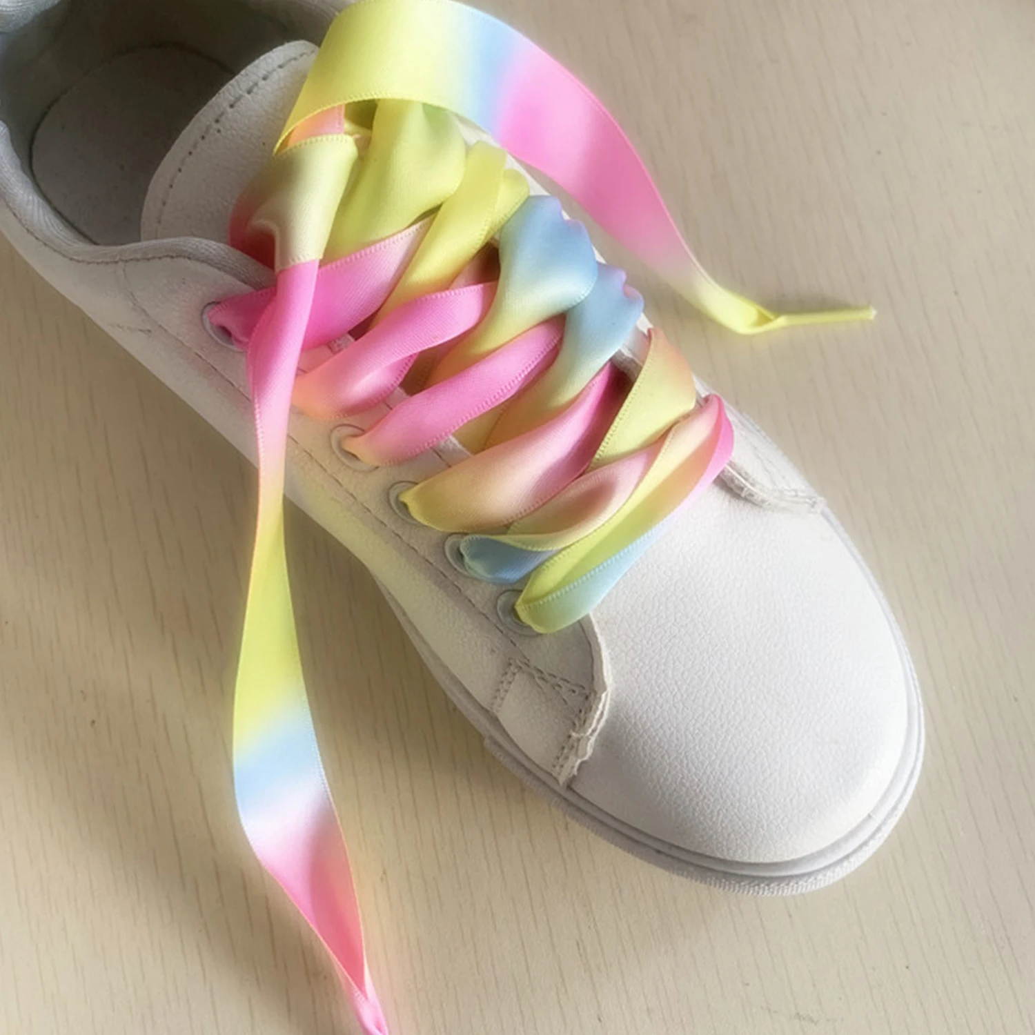 

1Pair Rainbow Satin Shoelaces Satin Ribbon Flat Shoe Laces Women Sneakers Shoelace Laces For Shoes Length 120/140/160CM