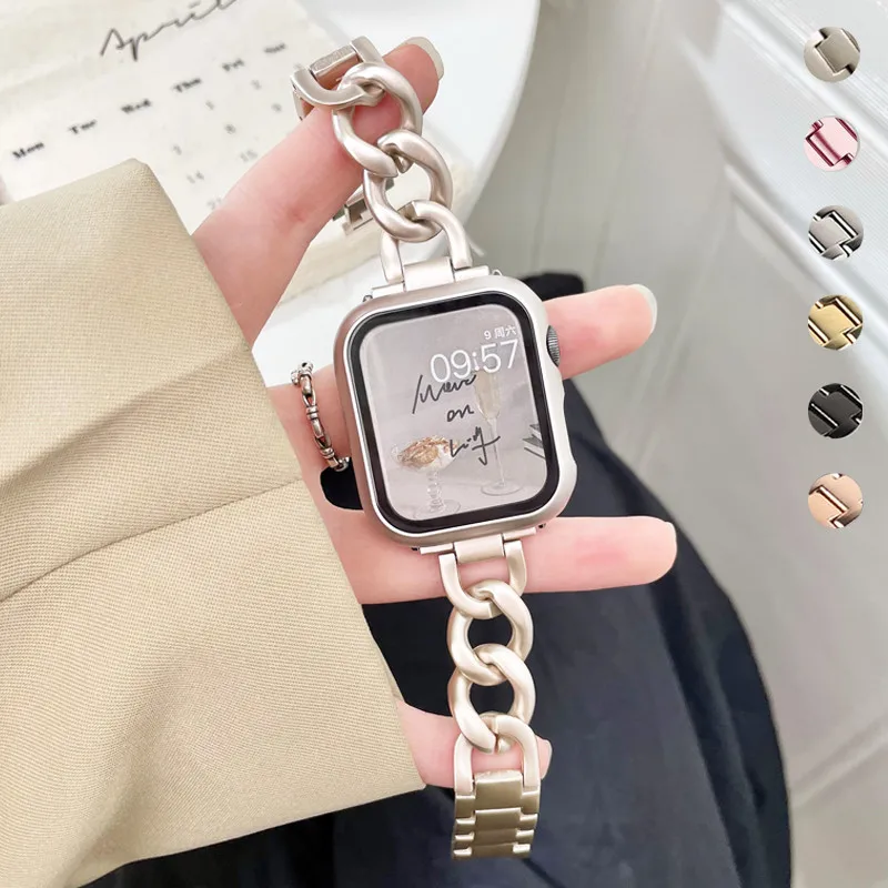 

1pc Women Metal Strap for Apple Watch Band 6 5 4 40 42mm Stainless Steel Bracelet for iWatch 7 44 38MM for Apple Watch 7 41 45MM