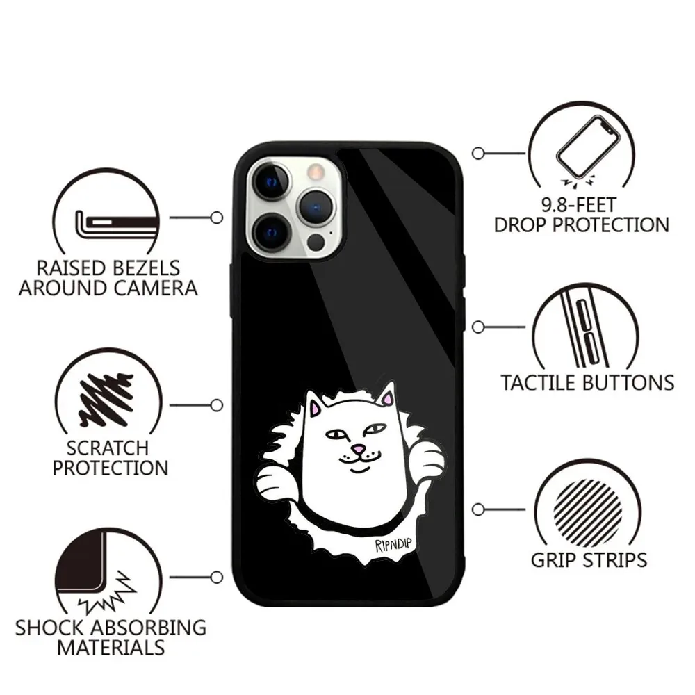 Забавный чехол для телефона R-RipndipS CAT iPhone 16 15 14 13 12 11 Plus Pro Max Mini Magsafe с магнитной