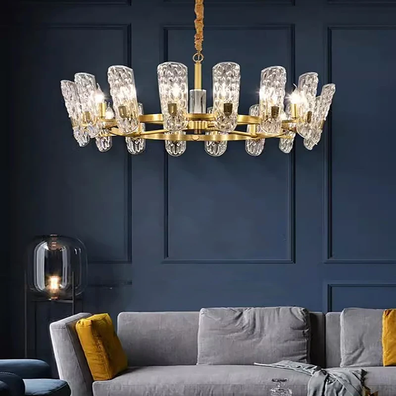 

Modern American Style Pendant Lampara Decoración Hogar Moderno Glass Luxury Lights Changeable Hanging Ceiling Golden Cocina