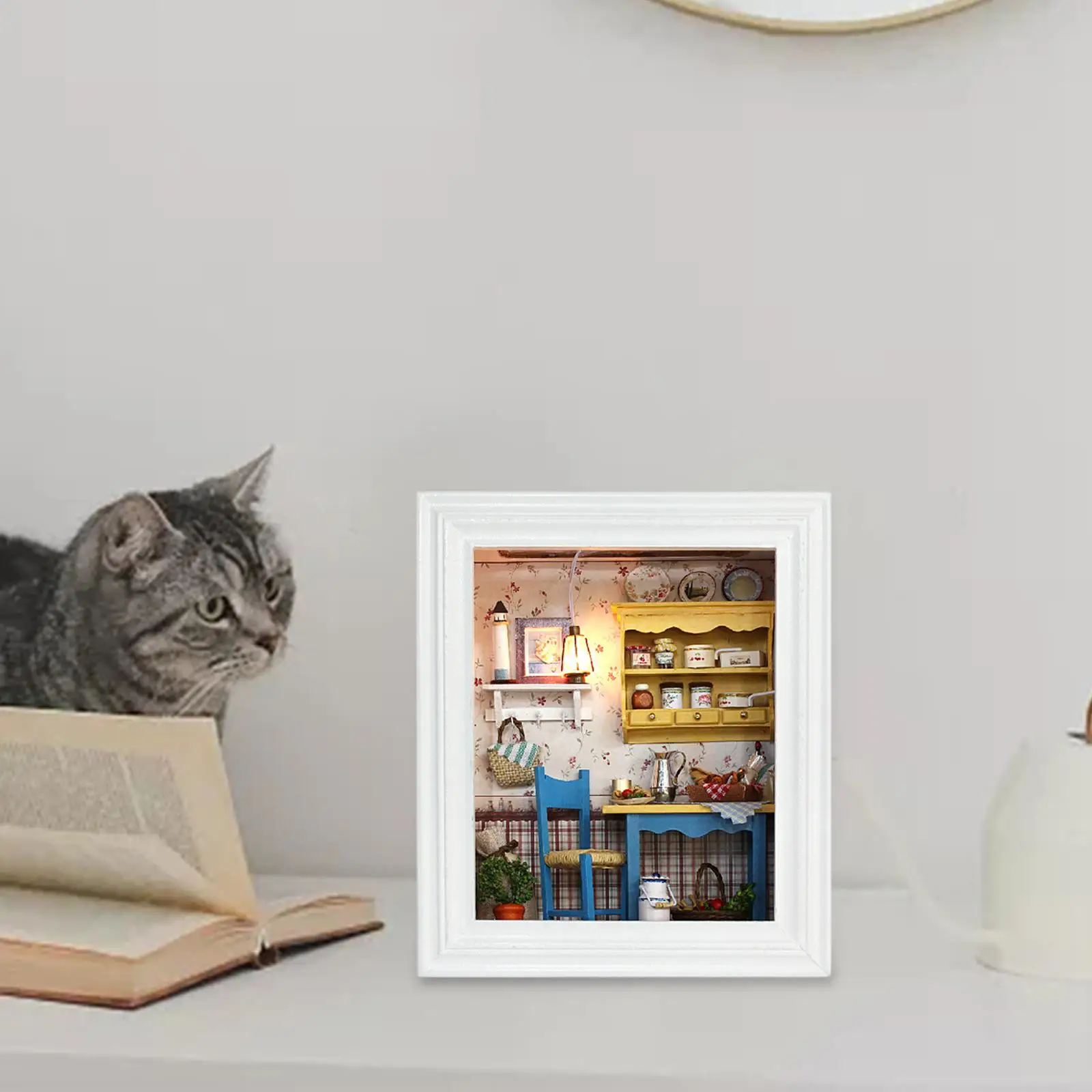 

DIY Photo Frame Night Light 7'' Miniature Dollhouse Kits Wooden House Frames for