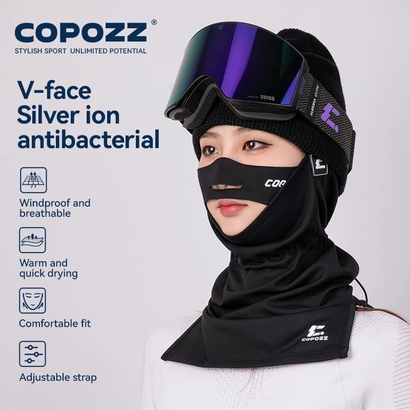 Фото Copozz Мужская и женская ветрозащитная маска для лица V-face Тонкая маска для лица Мягкая теплая полумаска Балаклава для лица для езды на мотоцикле №2