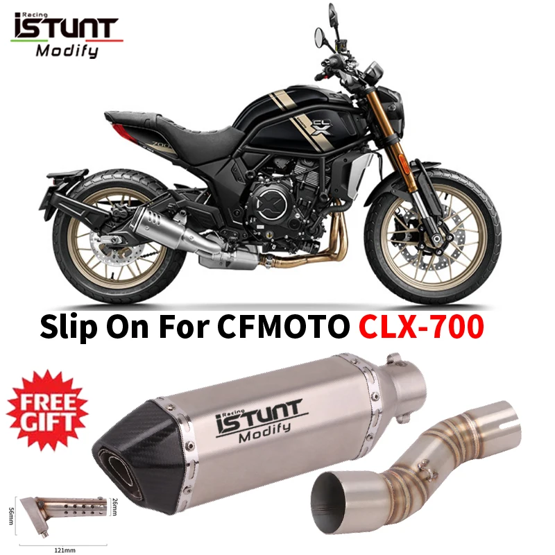 

Slip On For CFMOTO CLX-700 2020 2021 2022 Motorcycle Exhaust Escape Moto Systems Modify Silencer Midd Link Pipe With Muffler