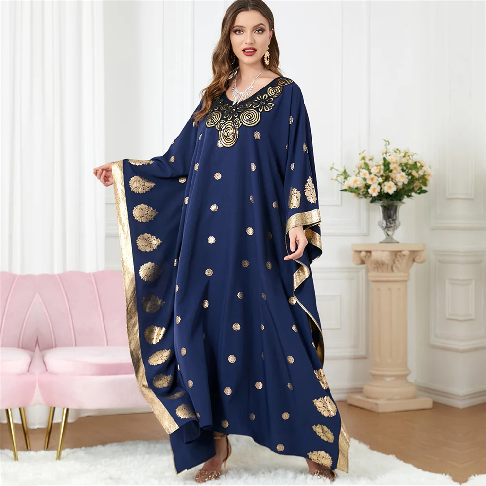 

Ramadan Eid Muslim Women Batwing Sleeve Maxi Dress African Dashiki Moroccan Kaftan Dubai Turkey Kaftan Loose Arabic Robe Jilbab