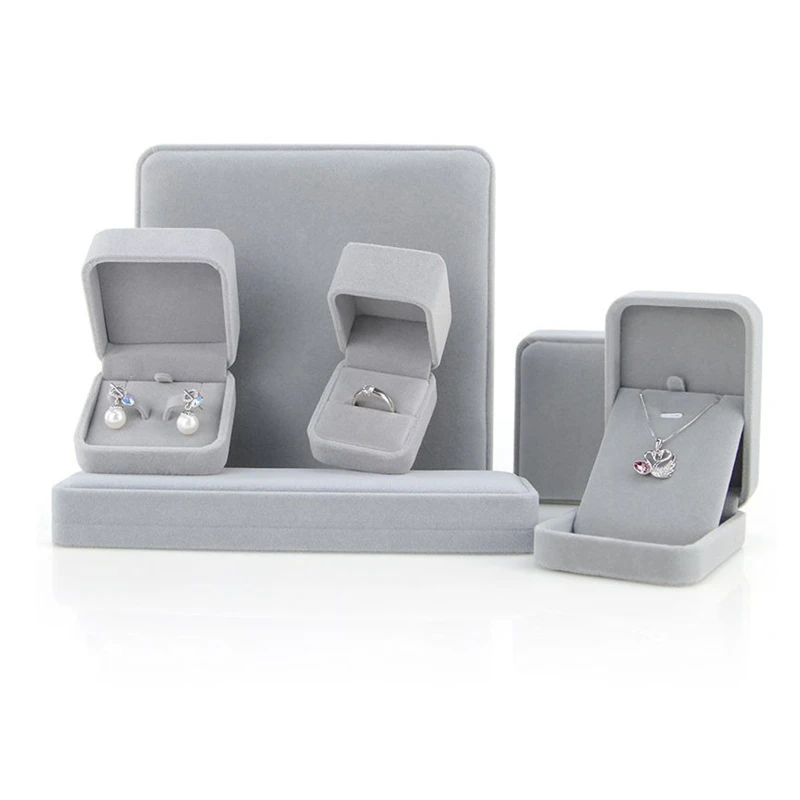 

Gray Flannel Pendant Long Necklace Case Classic Jewelry Gift Box for Wedding Thanksgiving Birthday Display Showcases Box T21F
